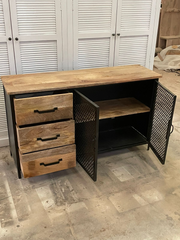 Handmade Indian Furniture Solid Hard Wood Carved Sideboard in Black 130x40x75Cm Handmade Indian Furniture Solid Hard Wood Carved Sideboard in Black 130x40x75Cm