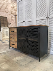 Handmade Indian Furniture Solid Hard Wood Carved Sideboard in Black 130x40x75Cm Handmade Indian Furniture Solid Hard Wood Carved Sideboard in Black 130x40x75Cm