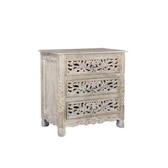 Indian Hand Carved 3 Drawers Solid Wood Bedside Table   04 Indian Hand Carved 3 Drawers Solid Wood Bedside Table   04