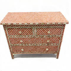 Mother of Pearl Terracotta Semi Geo chest Sideboard Mother of Pearl Terracotta Semi Geo chest Sideboard