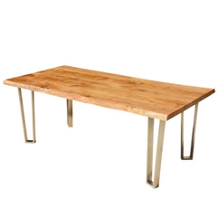 Industrial Rustic Solid Wood & Iron Live Edge Dining Table Honey Industrial Rustic Solid Wood & Iron Live Edge Dining Table Honey