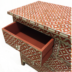 Mother of Pearl Terracotta Semi Geo chest Sideboard Mother of Pearl Terracotta Semi Geo chest Sideboard