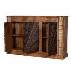 Indian Hand Carved Solid Hard Wood 3 Door Sideboard C16 Indian Hand Carved Solid Hard Wood 3 Door Sideboard C16