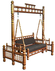 Antique Indian Hand Carved Copper and Brown Painted Swing Antique Indian Hand Carved Copper and Brown Painted Swing