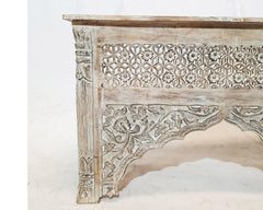 Mughal Mehrab Indian Hand Carved Jali Hall Table Console White 120cm Mughal Mehrab Indian Hand Carved Jali Hall Table Console White 120cm