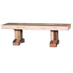 Liberty Reclaimed Wood Double Pedestal Dining Bench Multi Colors Liberty Reclaimed Wood Double Pedestal Dining Bench Multi Colors