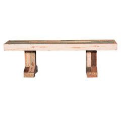 Liberty Reclaimed Wood Double Pedestal Dining Bench Multi Colors Liberty Reclaimed Wood Double Pedestal Dining Bench Multi Colors