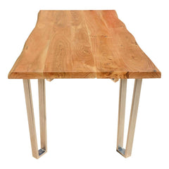 Industrial Rustic Solid Wood & Iron Live Edge Dining Table Honey Industrial Rustic Solid Wood & Iron Live Edge Dining Table Honey