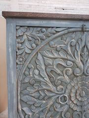 Dynasty French Hand Carved Doors Buffet Large Sideboard Grey Rustic 195x45x110cm Dynasty French Hand Carved Doors Buffet Large Sideboard Grey Rustic 195x45x110cm