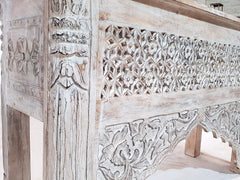 Mughal Mehrab Indian Hand Carved Jali Hall Table Console White 120cm Mughal Mehrab Indian Hand Carved Jali Hall Table Console White 120cm