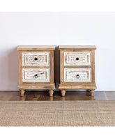 Indian Hand Carved Solid Wooden Bedside Table