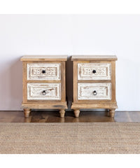 Indian Hand Carved Solid Wooden Bedside Table Indian Hand Carved Solid Wooden Bedside Table