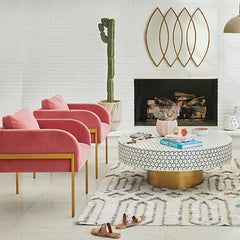 Maaya Brass Bone Inlay Round Drum Coffee Table Blue Daisy Maaya Brass Bone Inlay Round Drum Coffee Table Blue Daisy