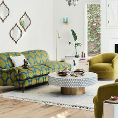 Maaya Brass Bone Inlay Round Drum Coffee Table Blue Daisy Maaya Brass Bone Inlay Round Drum Coffee Table Blue Daisy