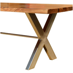 Industrial Cross Legs Solid Wood Live Edge Dining Table Natural Industrial Cross Legs Solid Wood Live Edge Dining Table Natural
