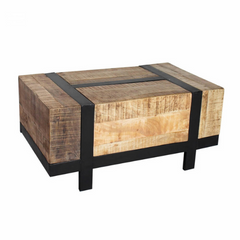 The Attic Meubles Wood and Metal Coffee Table Natural The Attic Meubles Wood and Metal Coffee Table Natural