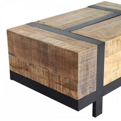 The Attic Meubles Wood and Metal Coffee Table Natural The Attic Meubles Wood and Metal Coffee Table Natural