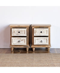 Indian Hand Carved Solid Wooden Bedside Table Indian Hand Carved Solid Wooden Bedside Table