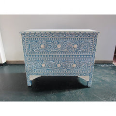 Maaya Bone Inlay Chest Sideboard Blue and White Floral Maaya Bone Inlay Chest Sideboard Blue and White Floral