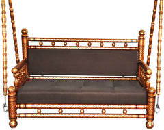 Antique Indian Hand Carved Copper and Brown Painted Swing Antique Indian Hand Carved Copper and Brown Painted Swing
