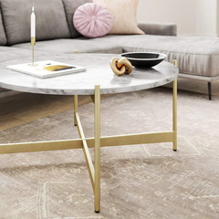 The Attic Mia Marble and Metal Coffee Table Gold The Attic Mia Marble and Metal Coffee Table Gold