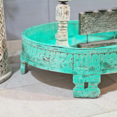 Indian Antique Carved Solid Wooden Grinder Coffee Table 90x90x15cm Indian Antique Carved Solid Wooden Grinder Coffee Table 90x90x15cm