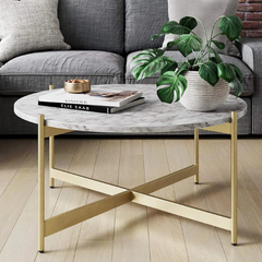 The Attic Mia Marble and Metal Coffee Table Gold The Attic Mia Marble and Metal Coffee Table Gold