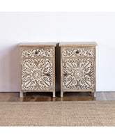 Indian Hand Carved Solid Wooden Bedside Table