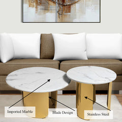 Luxe Slate Centre Table for Living Room - Set of 2 (Stainless Steel) Luxe Slate Centre Table for Living Room - Set of 2 (Stainless Steel)