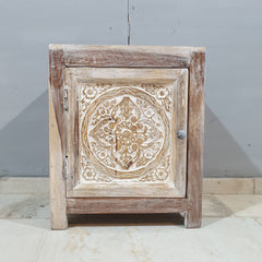 Indian Antique Tribal Hand Carved Art Solid Wooden Bedside Natural 50x40x60cm Indian Antique Tribal Hand Carved Art Solid Wooden Bedside Natural 50x40x60cm