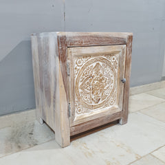 Indian Antique Tribal Hand Carved Art Solid Wooden Bedside Natural 50x40x60cm Indian Antique Tribal Hand Carved Art Solid Wooden Bedside Natural 50x40x60cm