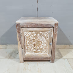 Indian Antique Tribal Hand Carved Art Solid Wooden Bedside Natural 50x40x60cm Indian Antique Tribal Hand Carved Art Solid Wooden Bedside Natural 50x40x60cm