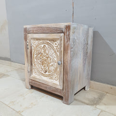 Indian Antique Tribal Hand Carved Art Solid Wooden Bedside Natural 50x40x60cm Indian Antique Tribal Hand Carved Art Solid Wooden Bedside Natural 50x40x60cm