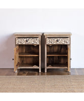 Indian Hand Carved Solid Wooden Bedside Table