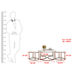 The Attic Aura Marble and Metal Set of 3 Coffee Tables Copper The Attic Aura Marble and Metal Set of 3 Coffee Tables Copper