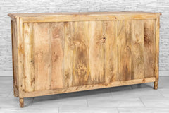 Indian Hand Carved Mango Wood 4 Door & 4 Drawers Sideboard White & Natural 04 Indian Hand Carved Mango Wood 4 Door & 4 Drawers Sideboard White & Natural 04