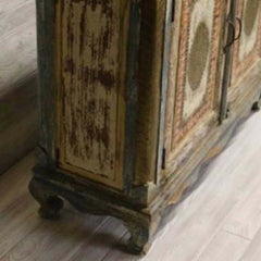 Antique Floral Carved wood Multi-Colored Sideboard Antique Floral Carved wood Multi-Colored Sideboard