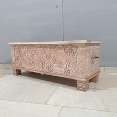 Indian Antique Tribal Hand Carved Wooden Blanket Box 115x40x45Cm Indian Antique Tribal Hand Carved Wooden Blanket Box 115x40x45Cm