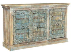 Vintage 3-Door Sideboard in Scrap Wood, India Brocante Vintage 3-Door Sideboard in Scrap Wood, India Brocante