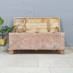Indian Antique Tribal Hand Carved Wooden Blanket Box 115x40x45Cm Indian Antique Tribal Hand Carved Wooden Blanket Box 115x40x45Cm