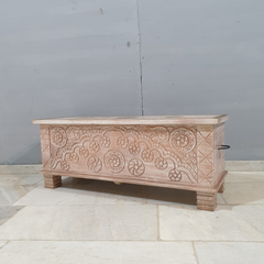 Indian Antique Tribal Hand Carved Wooden Blanket Box 115x40x45Cm Indian Antique Tribal Hand Carved Wooden Blanket Box 115x40x45Cm
