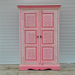 Bone Inlay Star Geometrical pattern Cabinet Pink Bone Inlay Star Geometrical pattern Cabinet Pink