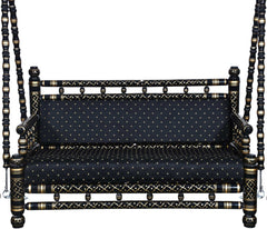 Antique Indian Hand Carved Black and Gold Painted Swing Antique Indian Hand Carved Black and Gold Painted Swing