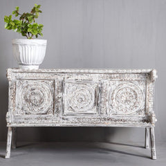 Rajasthan Hand carved Furniture Antique Solid Wood Damchiya in All White Rajasthan Hand carved Furniture Antique Solid Wood Damchiya in All White