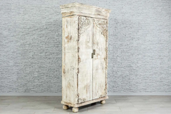 Antique Indian Hand Mughal Carved Solid Wooden Cabinet 2 Door Whitewash 100x43x190cm A009 Antique Indian Hand Mughal Carved Solid Wooden Cabinet 2 Door Whitewash 100x43x190cm A009