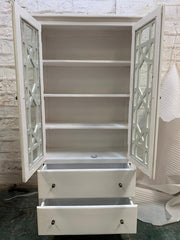 Hand Craved Indian Mango Wood Cabinet With French Arched Doors White Hand Craved Indian Mango Wood Cabinet With French Arched Doors White