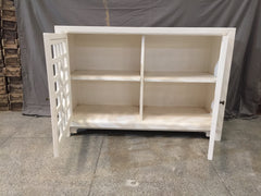 Hand Carved Indian Solid Wood Sideboard Jali Cabinet White Hand Carved Indian Solid Wood Sideboard Jali Cabinet White
