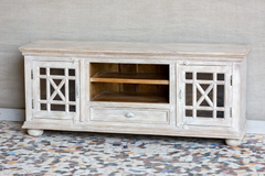 Indian Hand French Arched Solid Wooden Glass Doors Entertainment TV Unit Plasma Solid Whitewash 160×43×66cm Indian Hand French Arched Solid Wooden Glass Doors Entertainment TV Unit Plasma Solid Whitewash 160×43×66cm