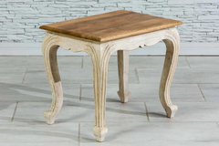 Indian Hand Carved French Indian Solid Wooden Coffee Table Whitewash 52x38x45cm Indian Hand Carved French Indian Solid Wooden Coffee Table Whitewash 52x38x45cm