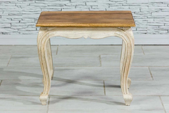 Indian Hand Carved French Indian Solid Wooden Coffee Table Whitewash 52x38x45cm Indian Hand Carved French Indian Solid Wooden Coffee Table Whitewash 52x38x45cm